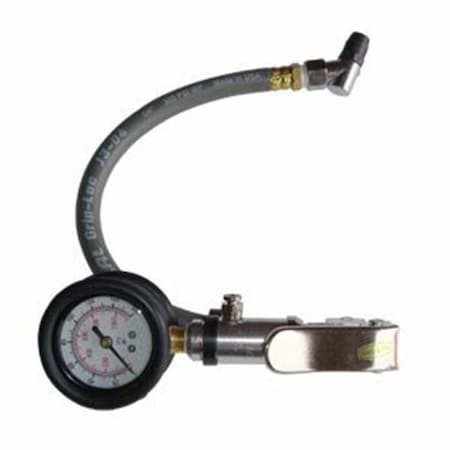 Heavy Duty Dial Inflator 5-160 PSI W/ 12 Inch Rubber Hose Whipend & Angle-In Tapered Chuck